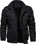 Men's Winter Cotton Military Jacket with Hooded Fleece Lining - Warm