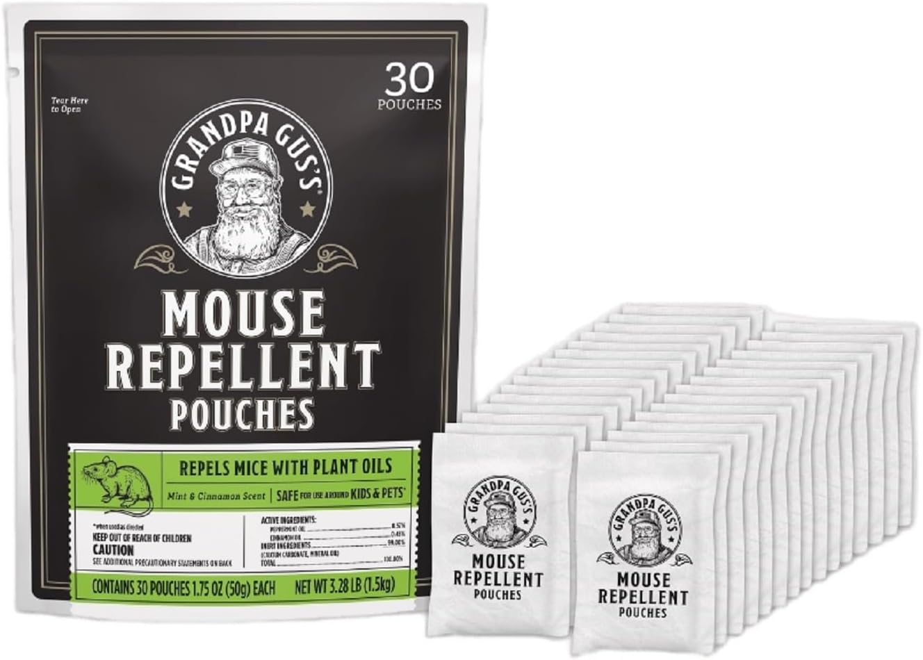 Grandpa Gus's Natural Mouse Repellent - 30 Pouches