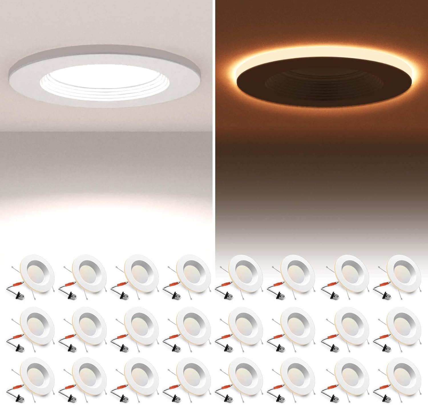 24 Pack 5/6 Inch LED Can Lights with Night Light Feature
