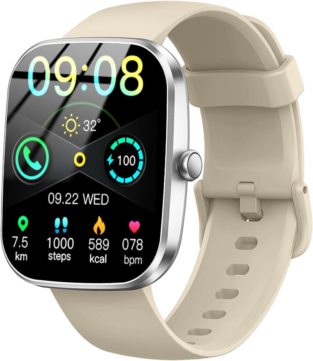 Smart Watch with Bluetooth Call, 1.91in Fitness Tracker for All