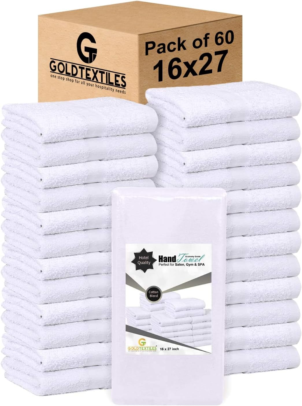 White 16x27 Inch Cotton Blend Economy Hand Towels for All Uses