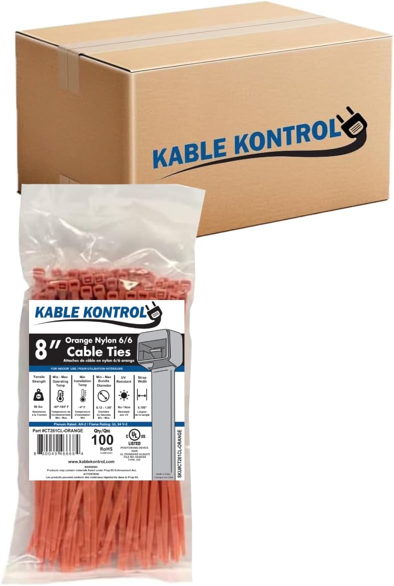 Kable Kontrol Orange Zip Ties 8 Inch for All Your Needs