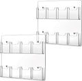 Acrylic Brochure Holder Wall Mount 2 Pack - Clear 8-Pocket Display