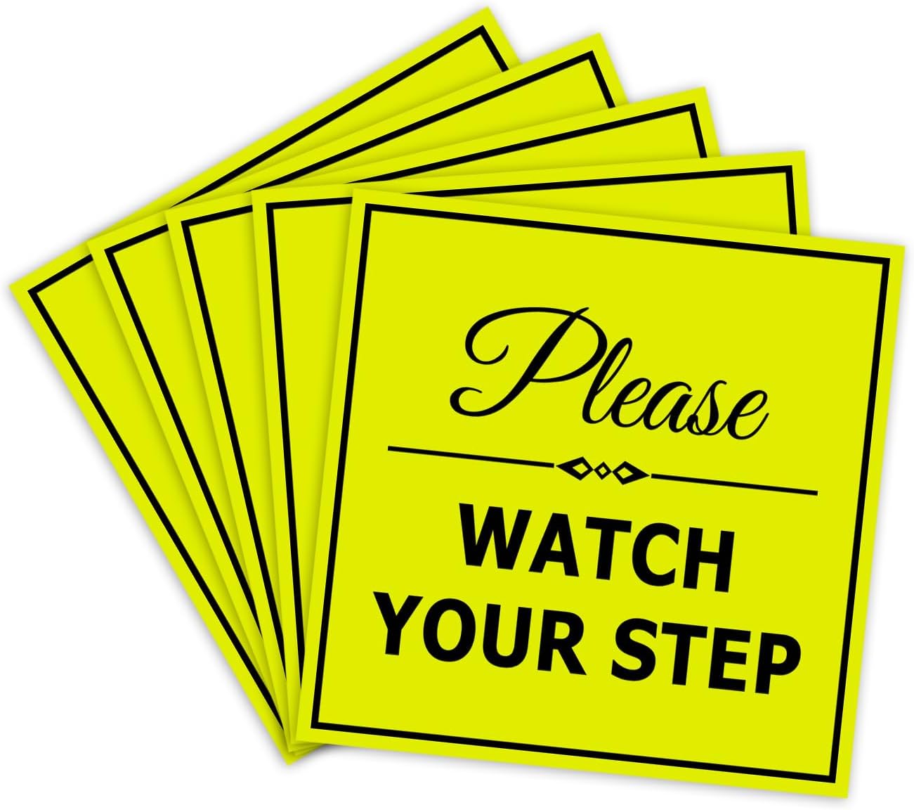Square Classy Please Watch Your Step Sign - 5 Pack for Safety