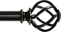 KAMANINA Black Curtain Rod for Windows 66 to 120 Inch - Heavy Duty