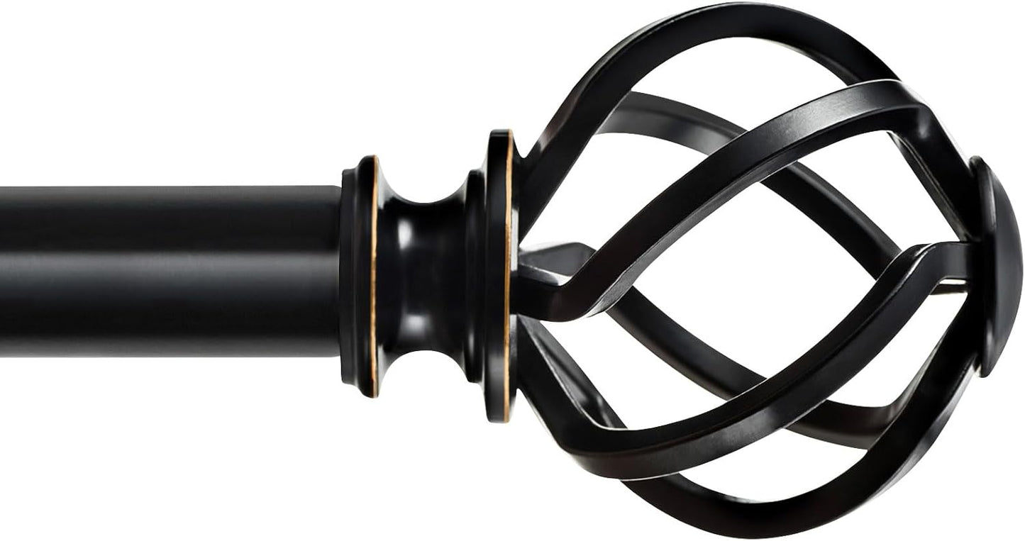KAMANINA Black Curtain Rod for Windows 66 to 120 Inch - Heavy Duty