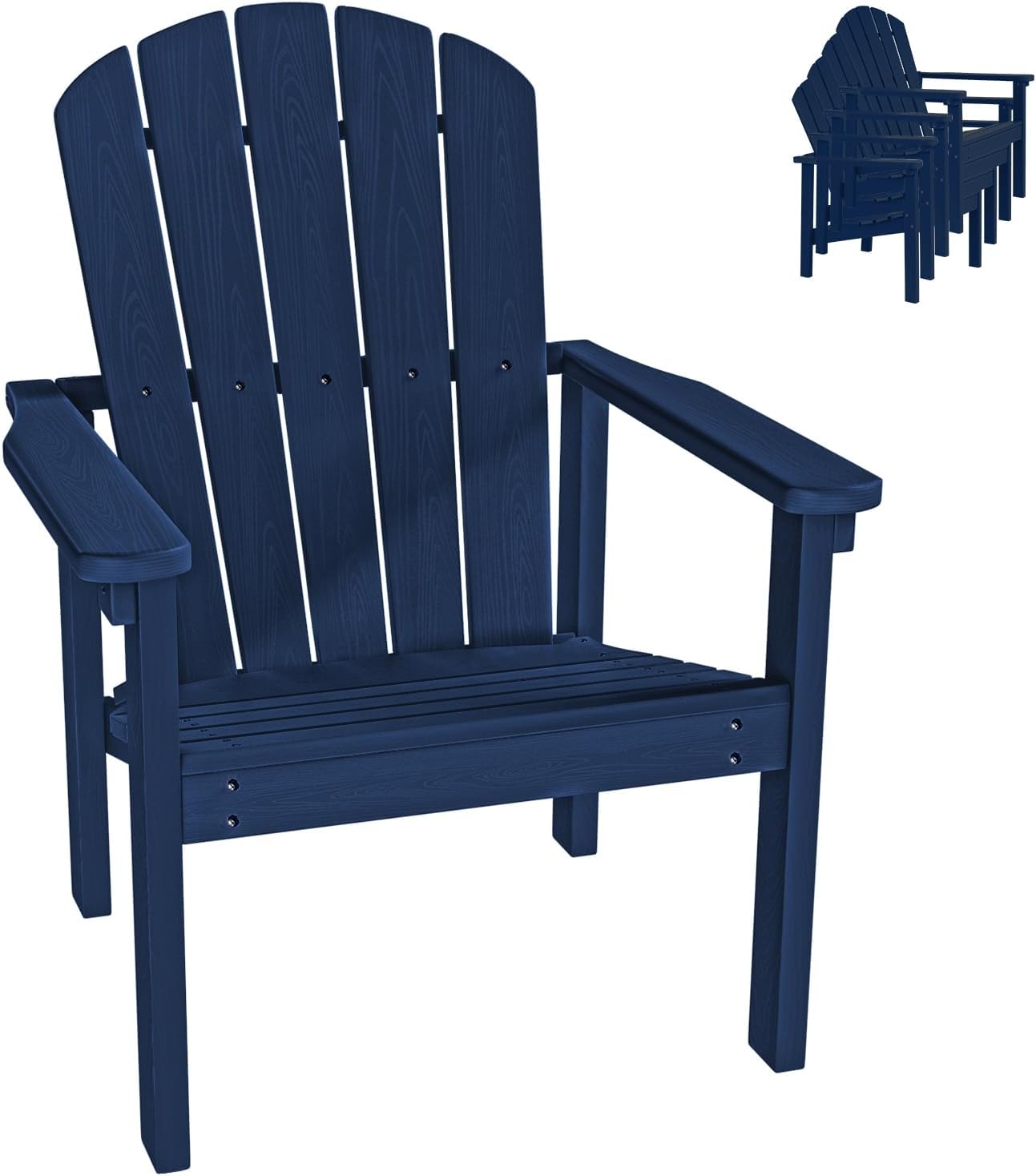 All-Weather Stackable Adirondack Chair - Space-Saving Design - Navy