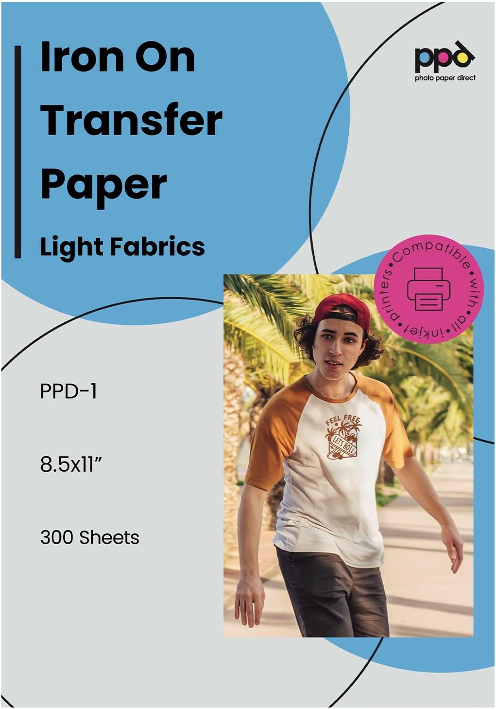 PPD 300 Sheets Inkjet Iron-on Heat Transfer Vinyl Paper