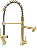 Fapully Single Handle High Arc Brushed Gold Pull Down Kitchen Faucet