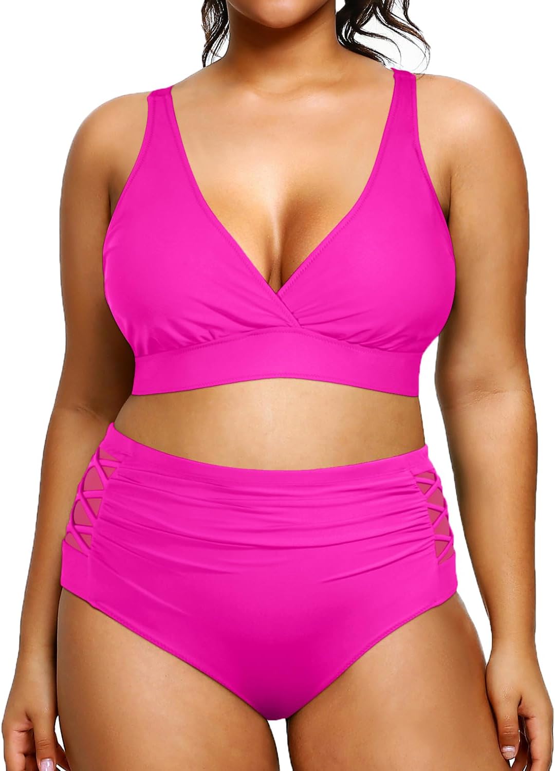 Plus Size Bikini High Waisted Two Piece Bathing Suits for Women
