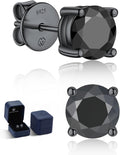 Black Moissanite Stud Earrings D Color VVS1 - Elegant 2 Carat Pair