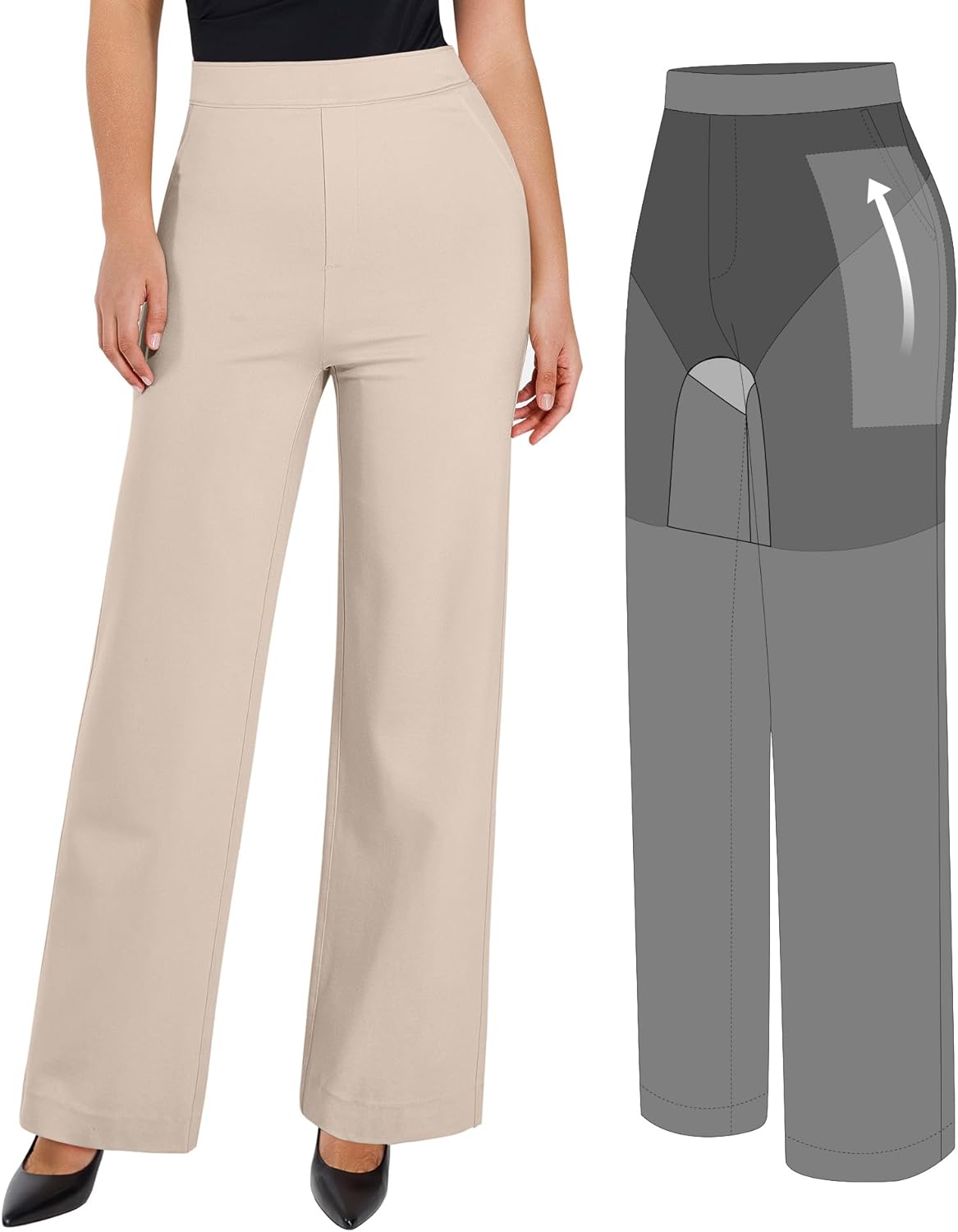 Popilush Work Pants for Women with High Waisted Tummy Control
