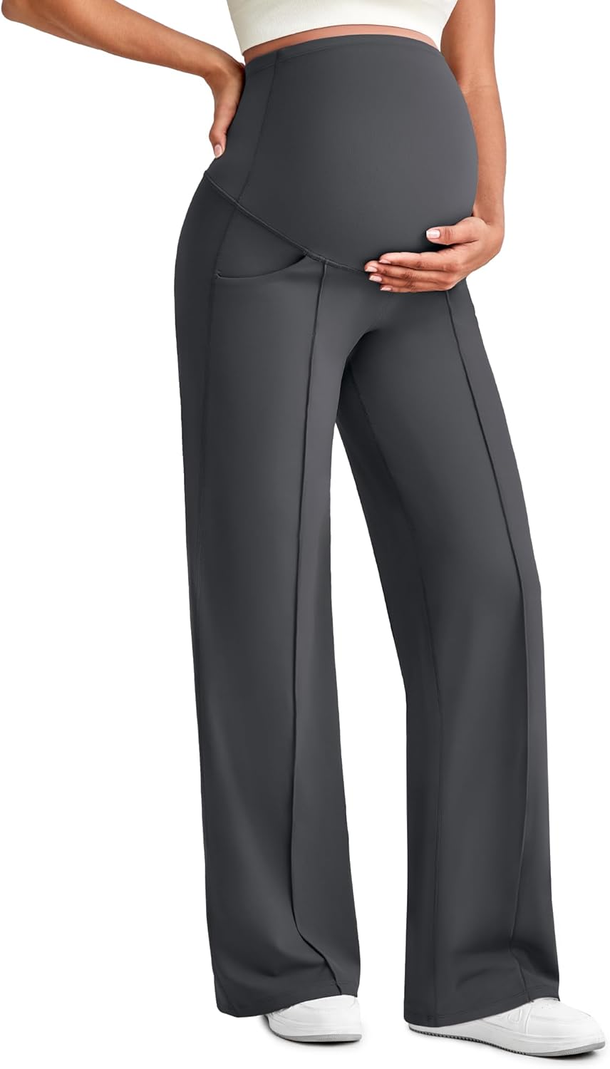 G4Free Maternity Dress Yoga Pants with Pockets for Comfort