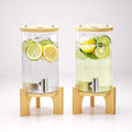 1.2 Gallon Glass Drink Dispenser With Bamboo Stand - Party Ready