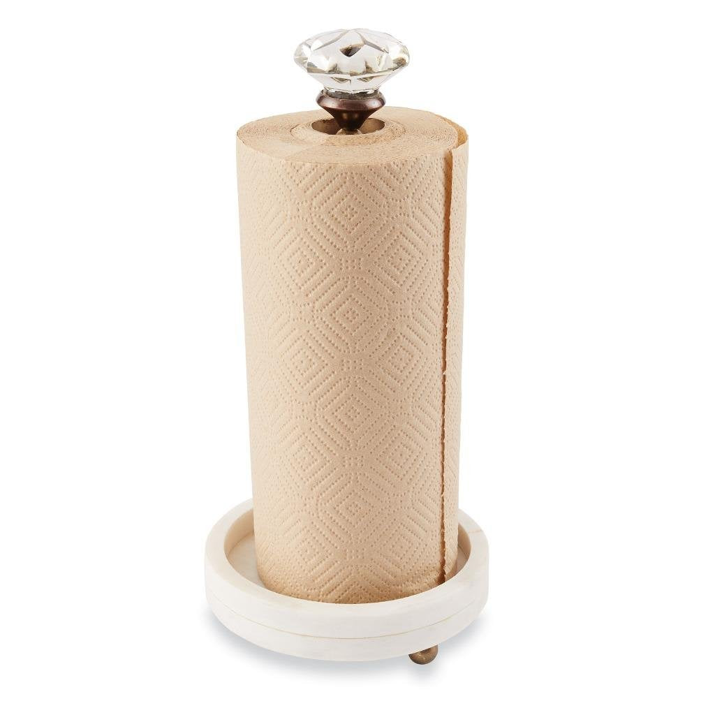 Mud Pie Glass Knob and Marble Paper Towel Holder for Kitchen