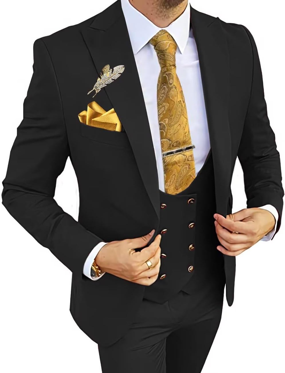 Wangyue 3 Piece Men's Slim Fit Suits for Weddings and Prom