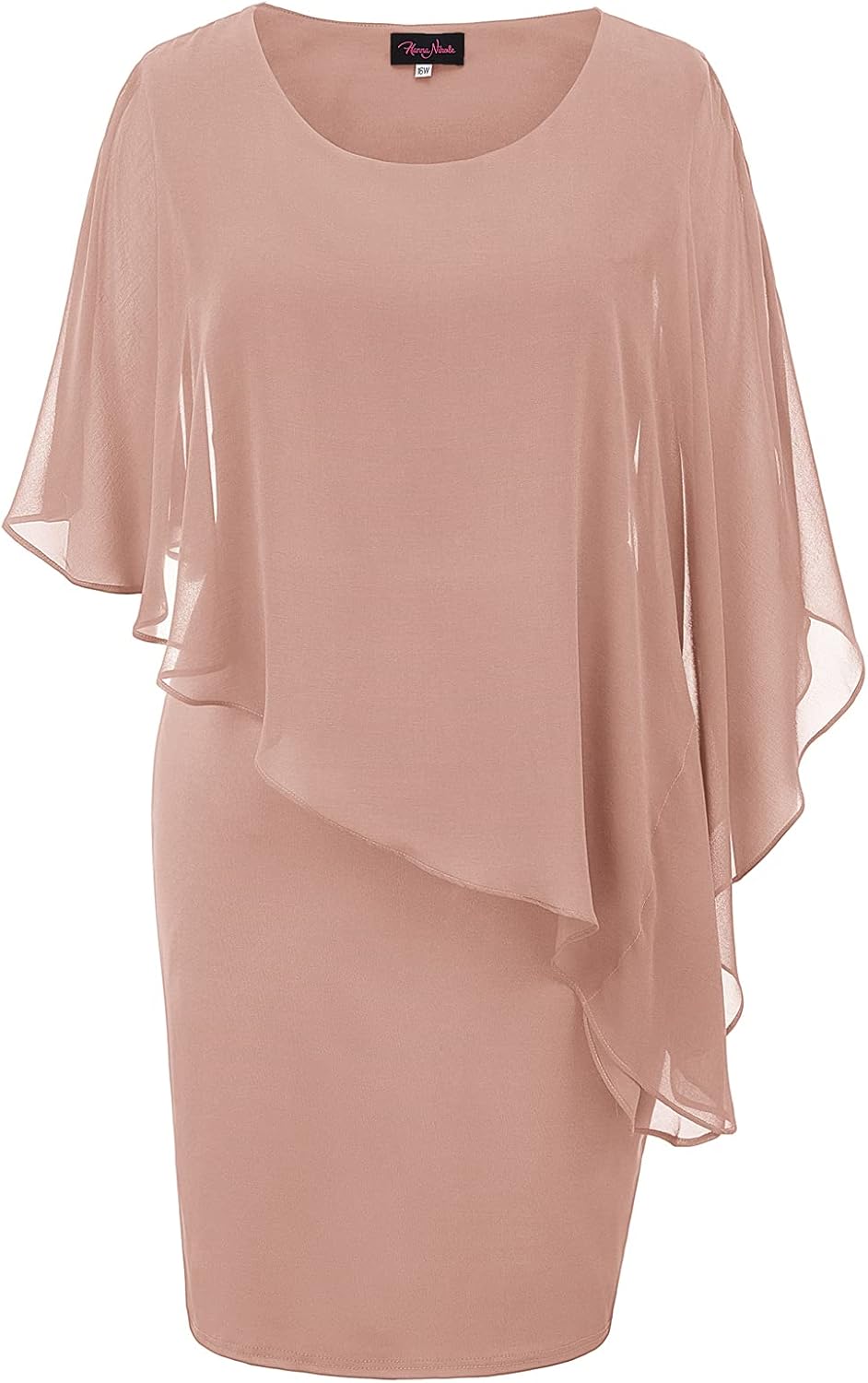 Hanna Nikole Women's Sleeveless Cape Dress with Chiffon Overlay