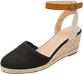 Women's Ankle Strap Espadrille Wedge Sandals - Closed Toe Comfort