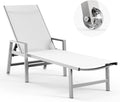 Patio Chaise Lounge Outdoor with Wheels & Armrests - 5-Position