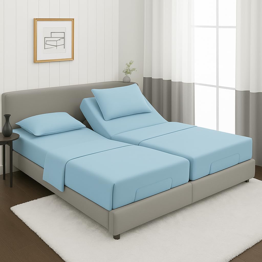 Luxurious 5 Pcs Split King Sheets Set for Adjustable Beds