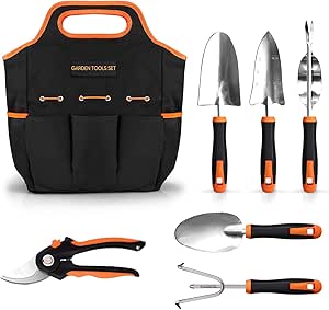 ENGiNDOT 7 Pcs Stainless Steel Heavy Duty Garden Tool Set