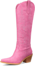 Pasuot Cowboy Boots for Women Knee High Wide Calf - Retro Pull On