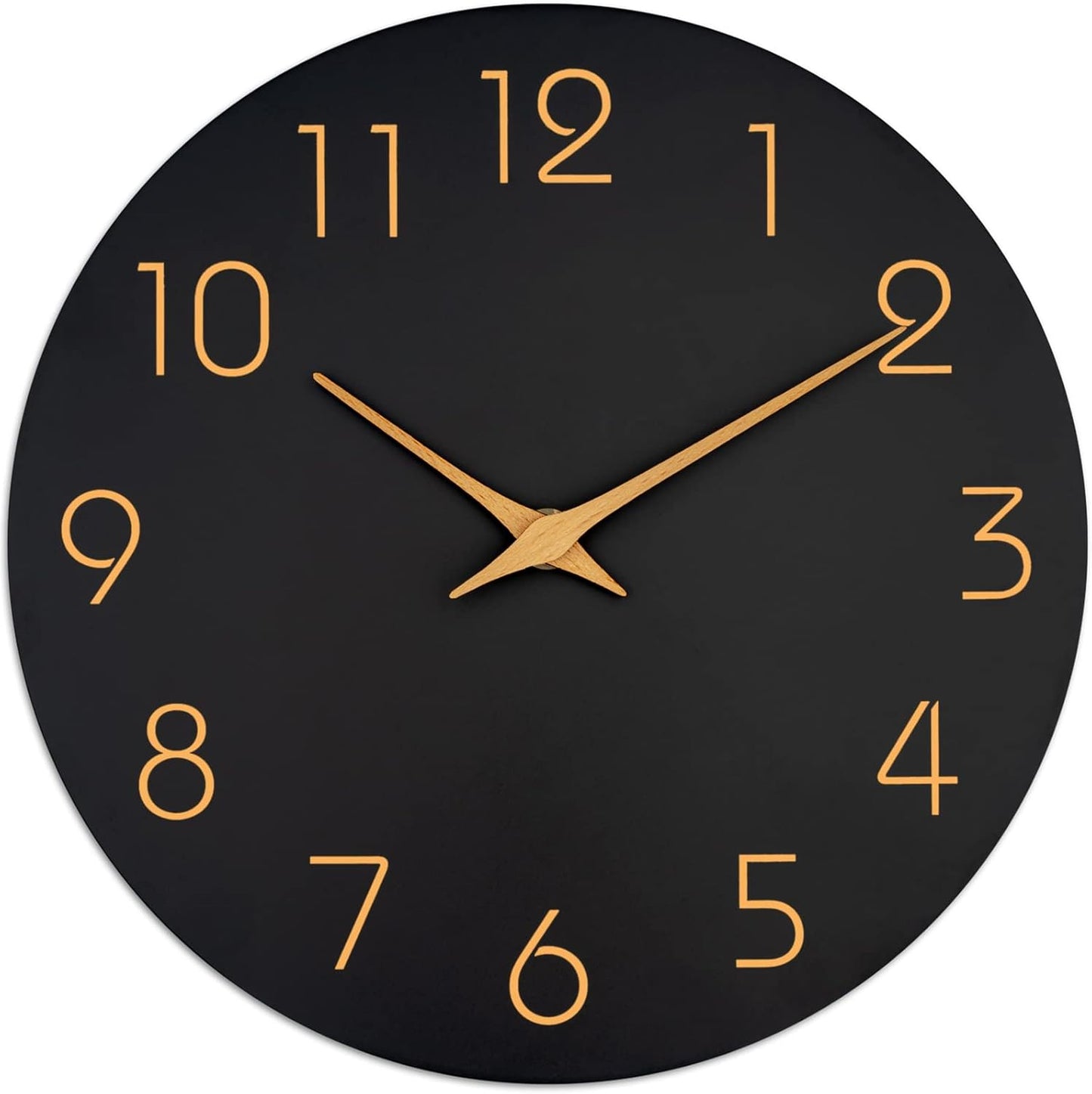 Mosewa 14 Inch Black Wall Clock with Rose Gold Numbers for Home