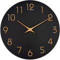 Mosewa Large Wall Clock 16 Inch Black Silent Non Ticking Design