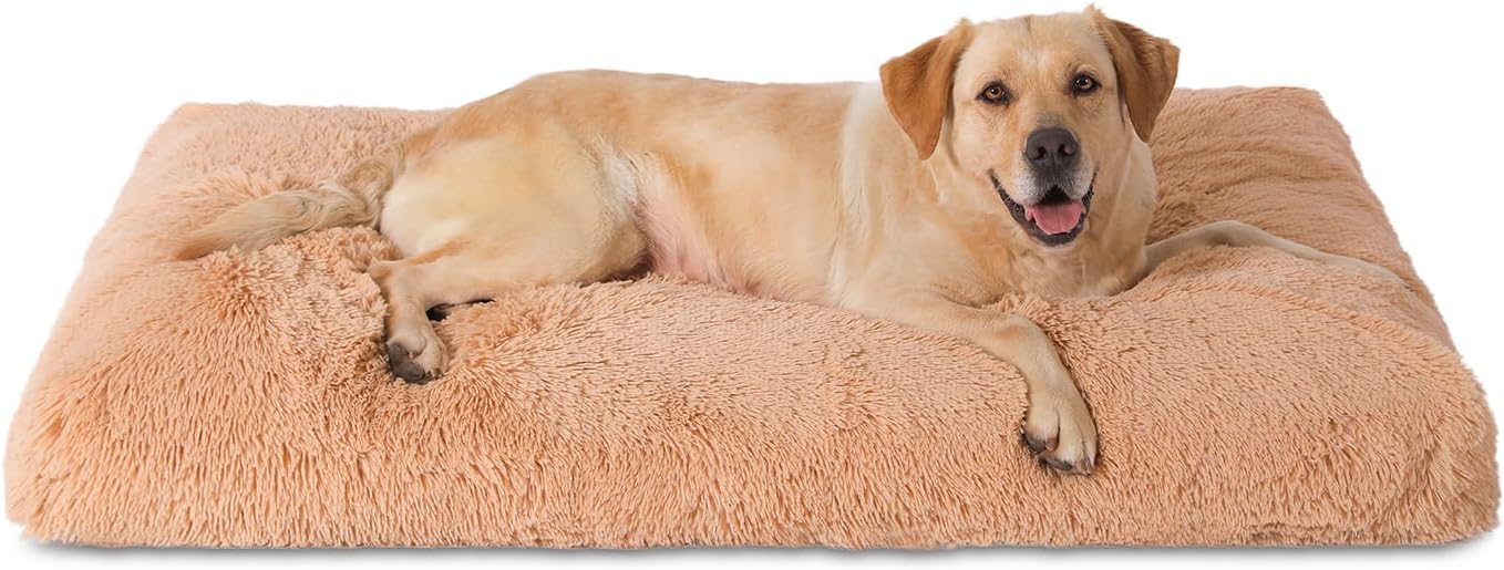 Bedfolks XXL Dogs Crate Bed - Plush Waterproof Faux Fur Pad