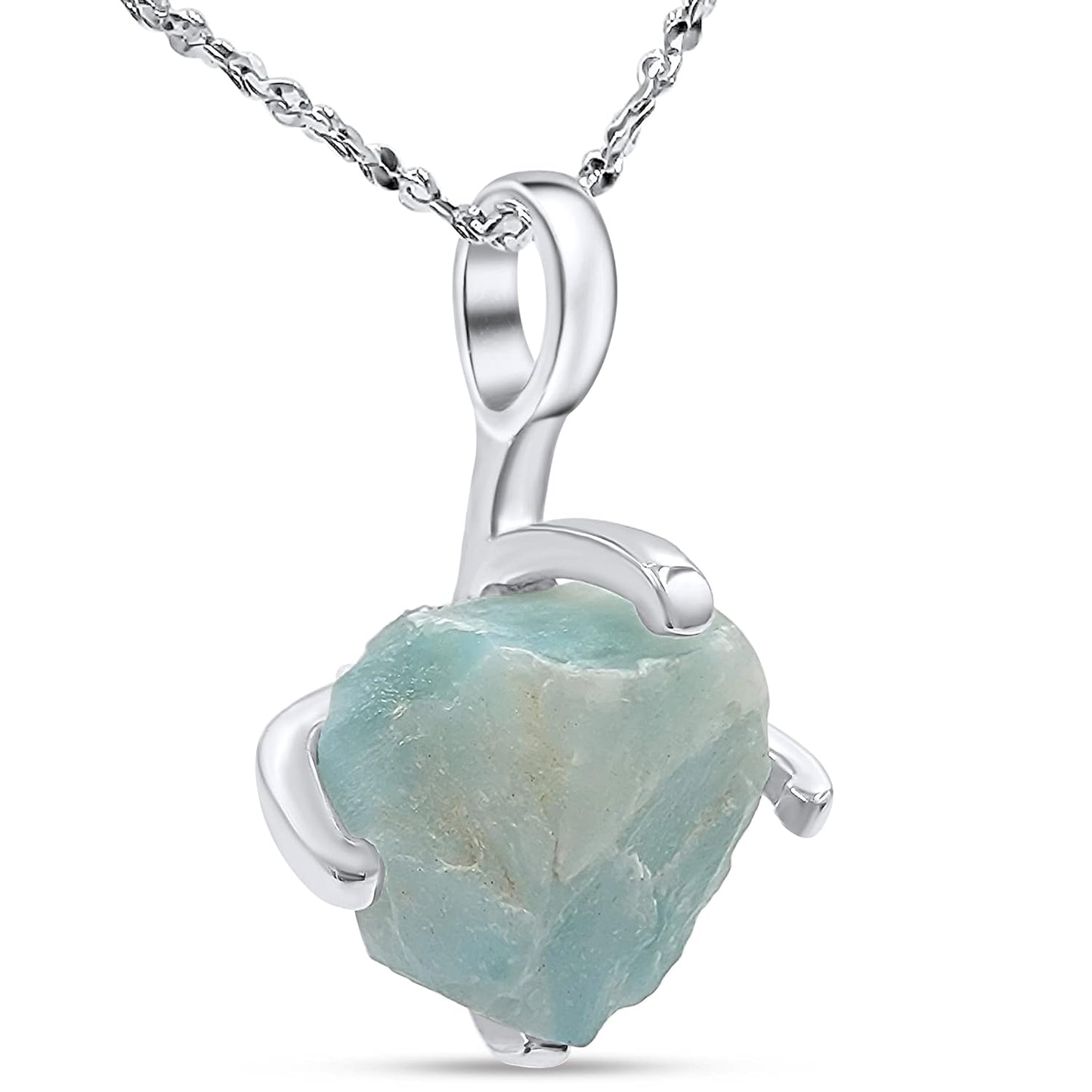 Natural Raw Larimar Gemstone Pendant Chain Necklace Gift