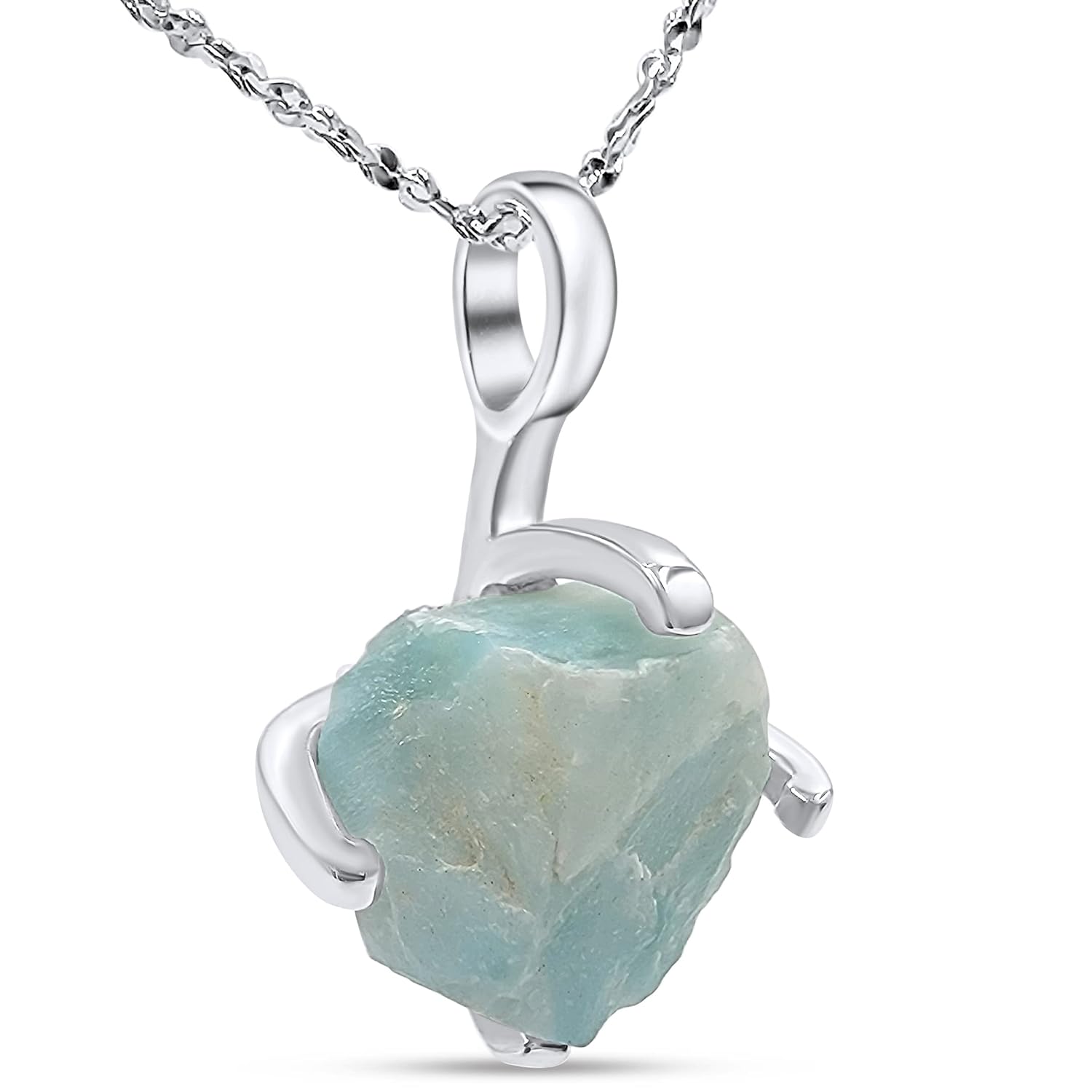 Natural Raw Larimar Gemstone Pendant Chain Necklace Gift