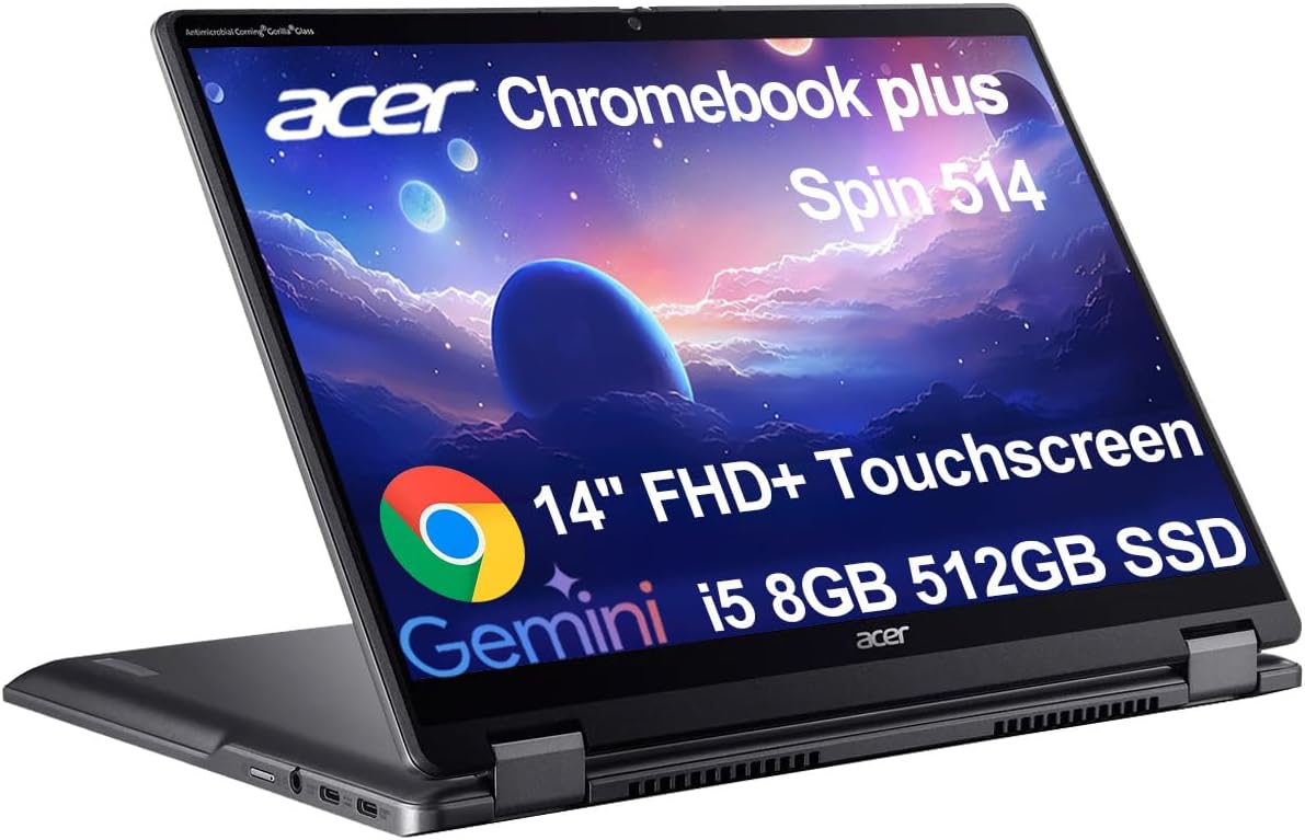 Acer Chromebook Plus Spin 514: Versatile 2-in-1 Touchscreen Laptop