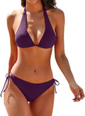 Women's Textured Halter Bikini Set - Sexy Two Piece Swimwear Clothing