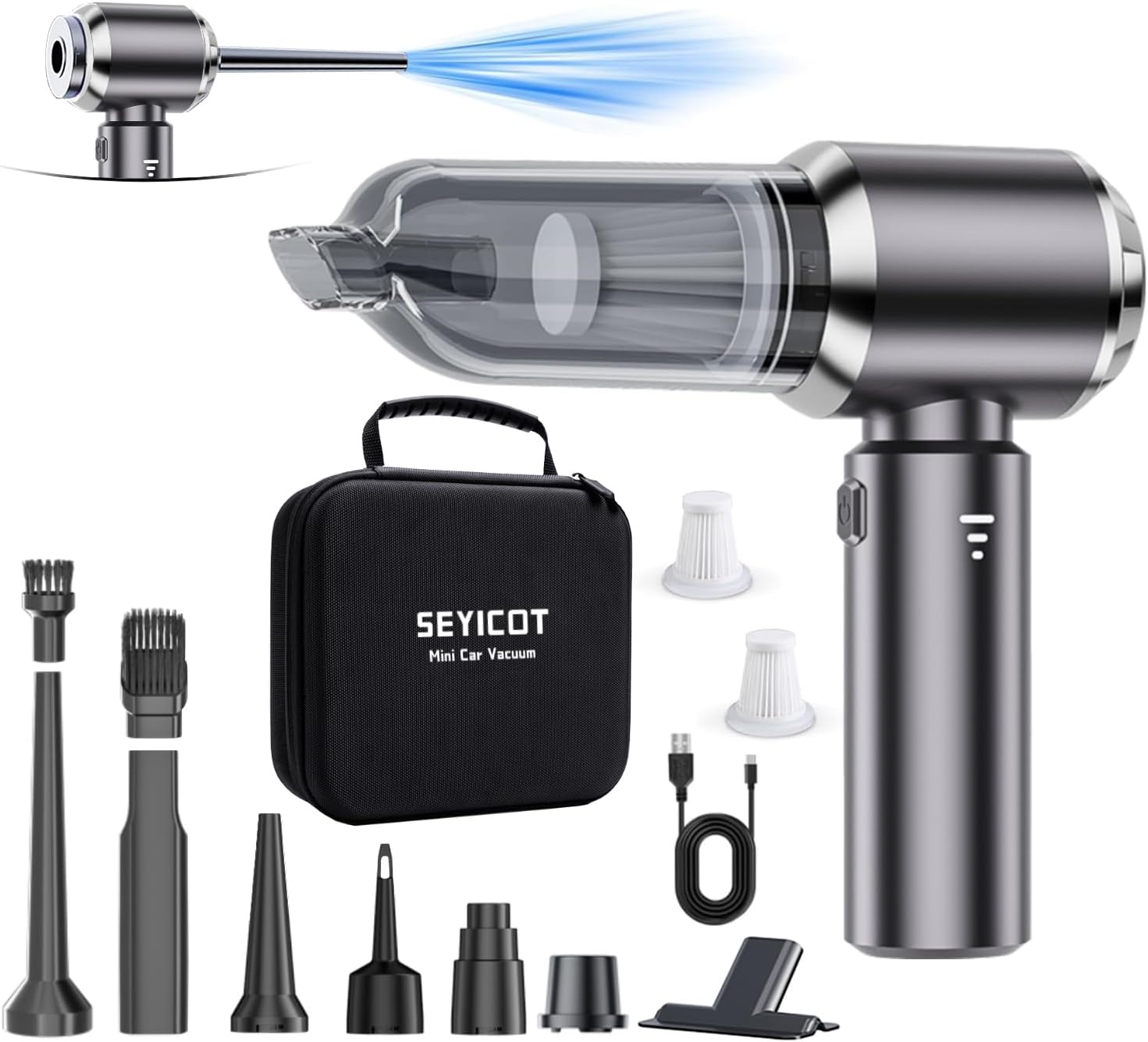 Powerful 4-in-1 Seyicot Car Vacuum | High Suction & Cordless