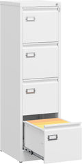 4 Drawer File Cabinet with Lock and Tag - Narrow Vertical Filing