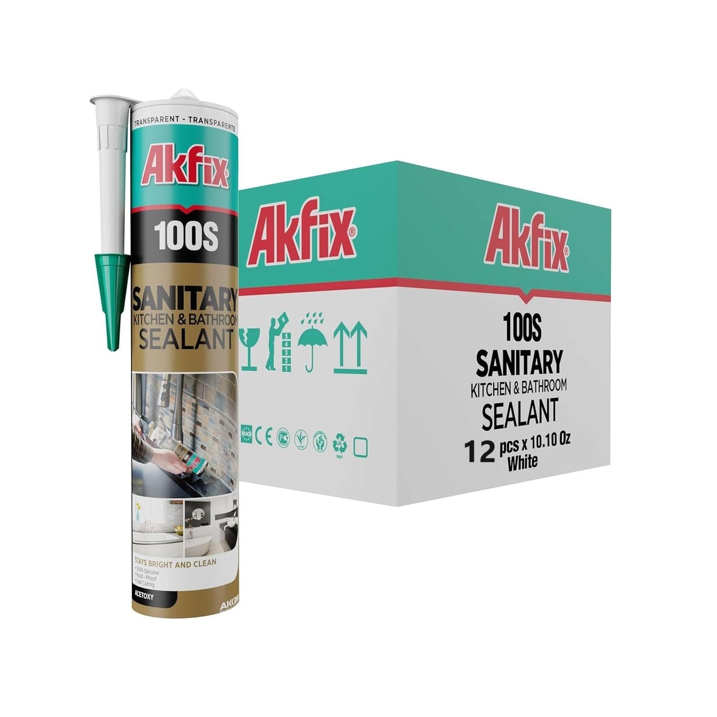 Akfix 100S RTV White Silicone Caulk for Kitchen and Bathroom