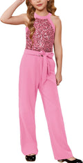 Girls Jumpsuit Tween Sequin Halter Party Romper - Sparkly Fit