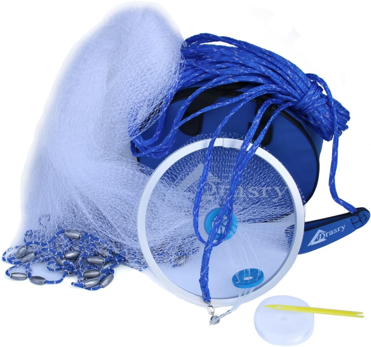 Drasry Fishing Cast Net with Aluminum Ring for Bait Shrimp