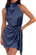 ZESICA Women's Satin Sleeveless Halter Neck Mini Dress Review