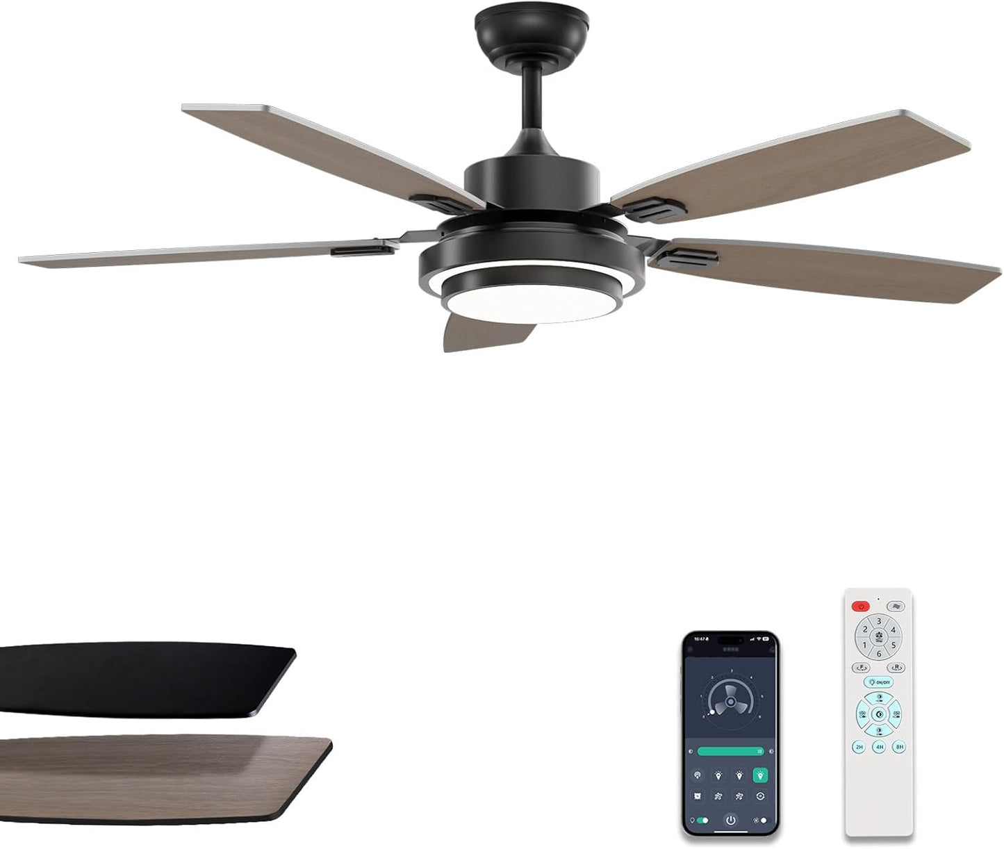 Modern Black Ceiling Fan with Lights and Remote Control Features