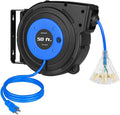 Retractable Extension Cord Reel 50 FT - Heavy Duty Auto-Retract