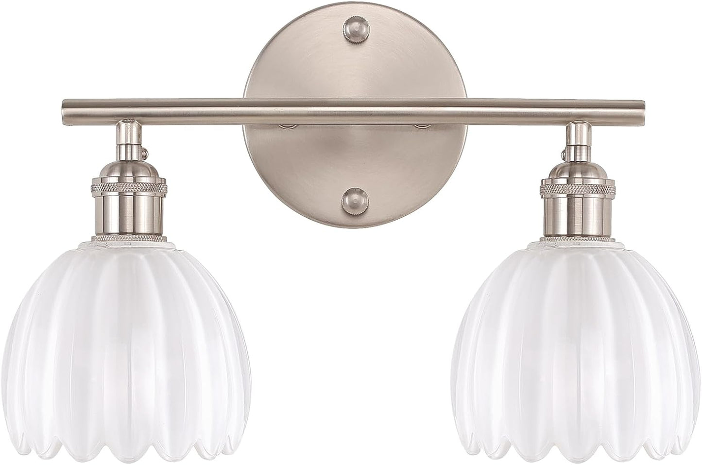 Bathroom Light Fixtures with White Tulip Glass Shade for Elegance