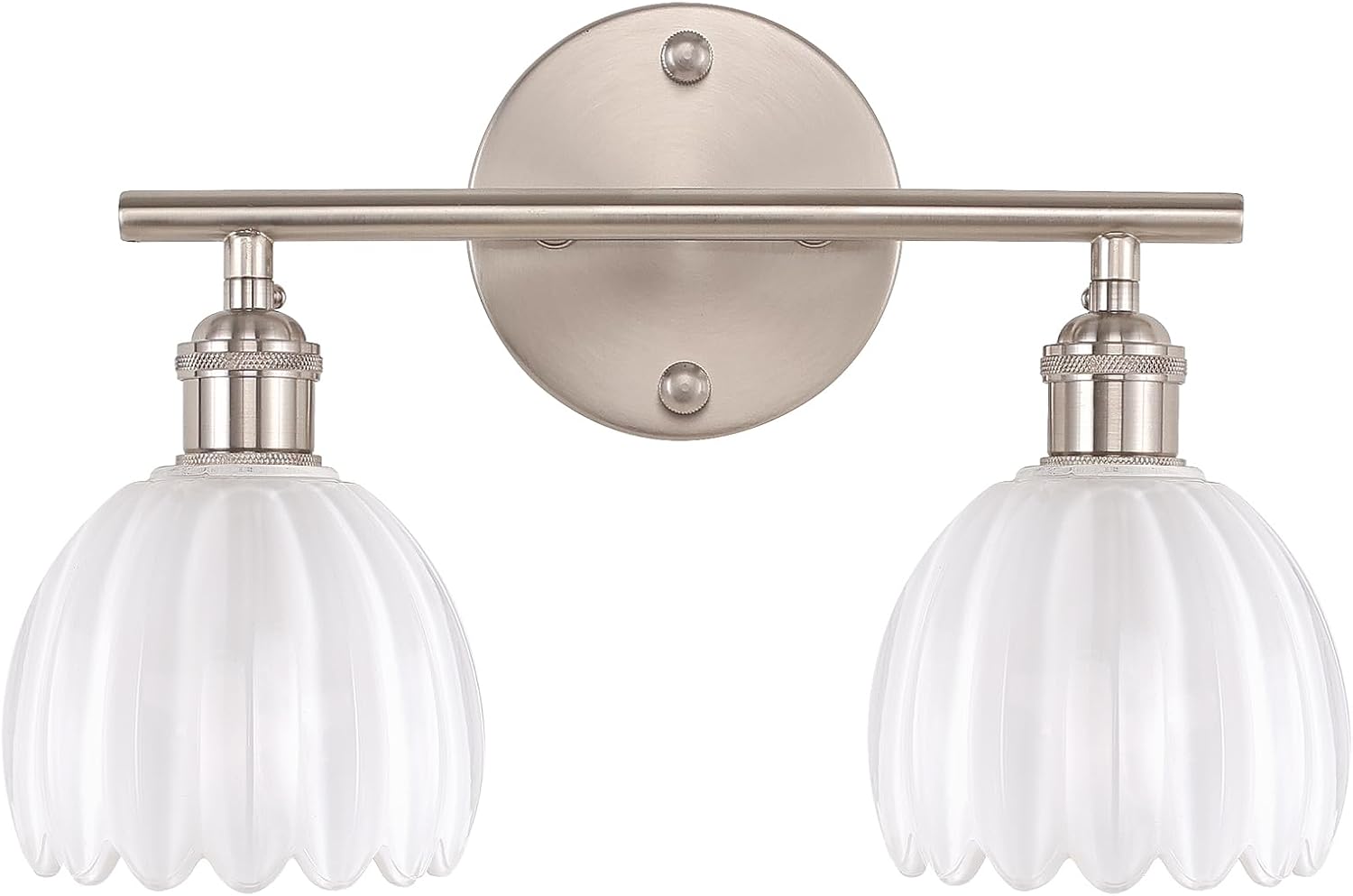 Bathroom Light Fixtures with White Tulip Glass Shade for Elegance