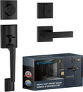 Front Door Handle Set with Deadbolt - Heavy Duty Square Lever Matte
