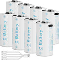 C Batteries C Size Rechargeable Lithium Batteries 8 Pack - Fast USB-C