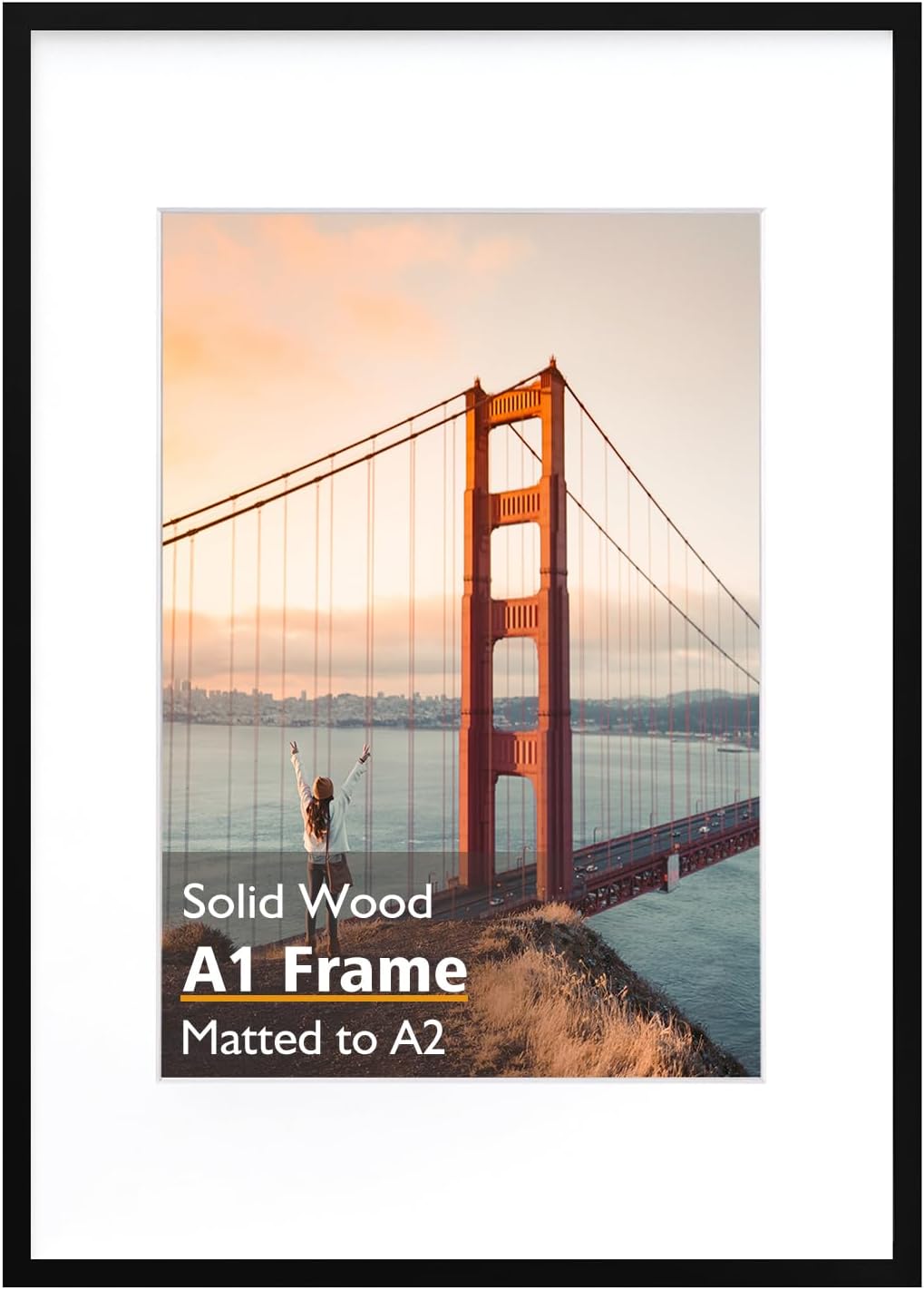 KINLINK A1 Picture Frame - Elegant Black Solid Wood Design
