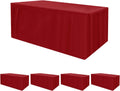 Red Fitted Tablecloth for 8ft Tables - 4-Pack Holiday Cover