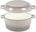 P&P CHEF 5Qt Dutch Oven Pot for Bread Baking - 2-in-1 Khaki Cast Iron