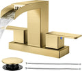 Cobbe Waterfall Bathroom Faucet 4 in Centerset - Brushed Gold