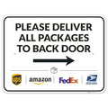 Package Delivery Sign Deliver All Package to Back Door Right Arrow